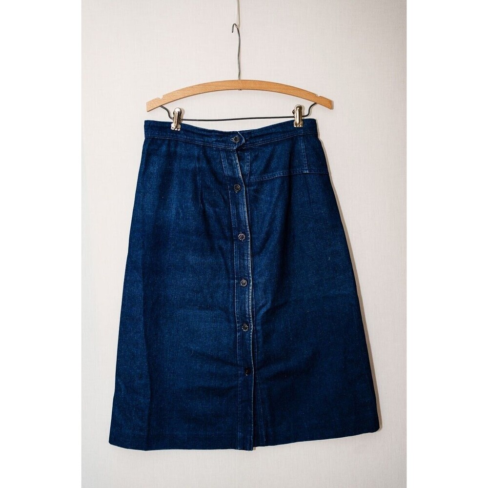 Vintage Cottage‎ Tailor USA Union made jean denim skirt midi 10 womens lined